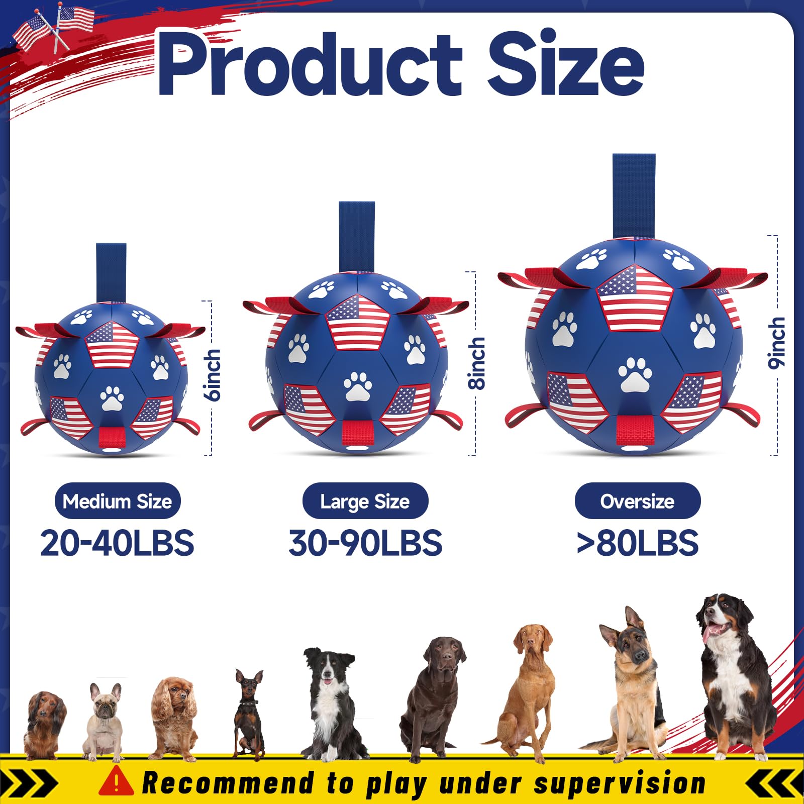 QDAN Dog Balls with Straps, Large Herding Balls for >90lbs Dogs, Soccer Toy