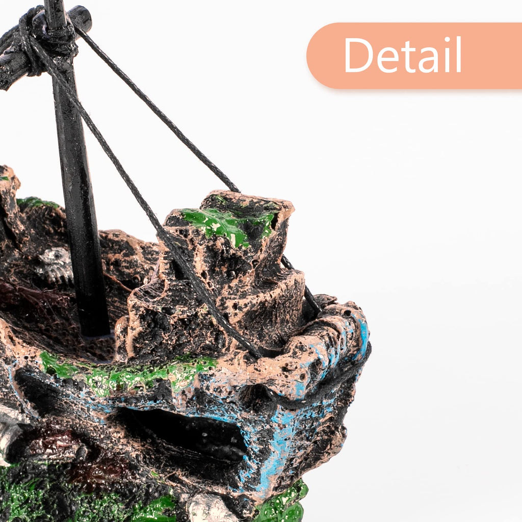 Shipwreck Fish Tank Decoration, Resin Aquarium Ornament for Fish Favors
