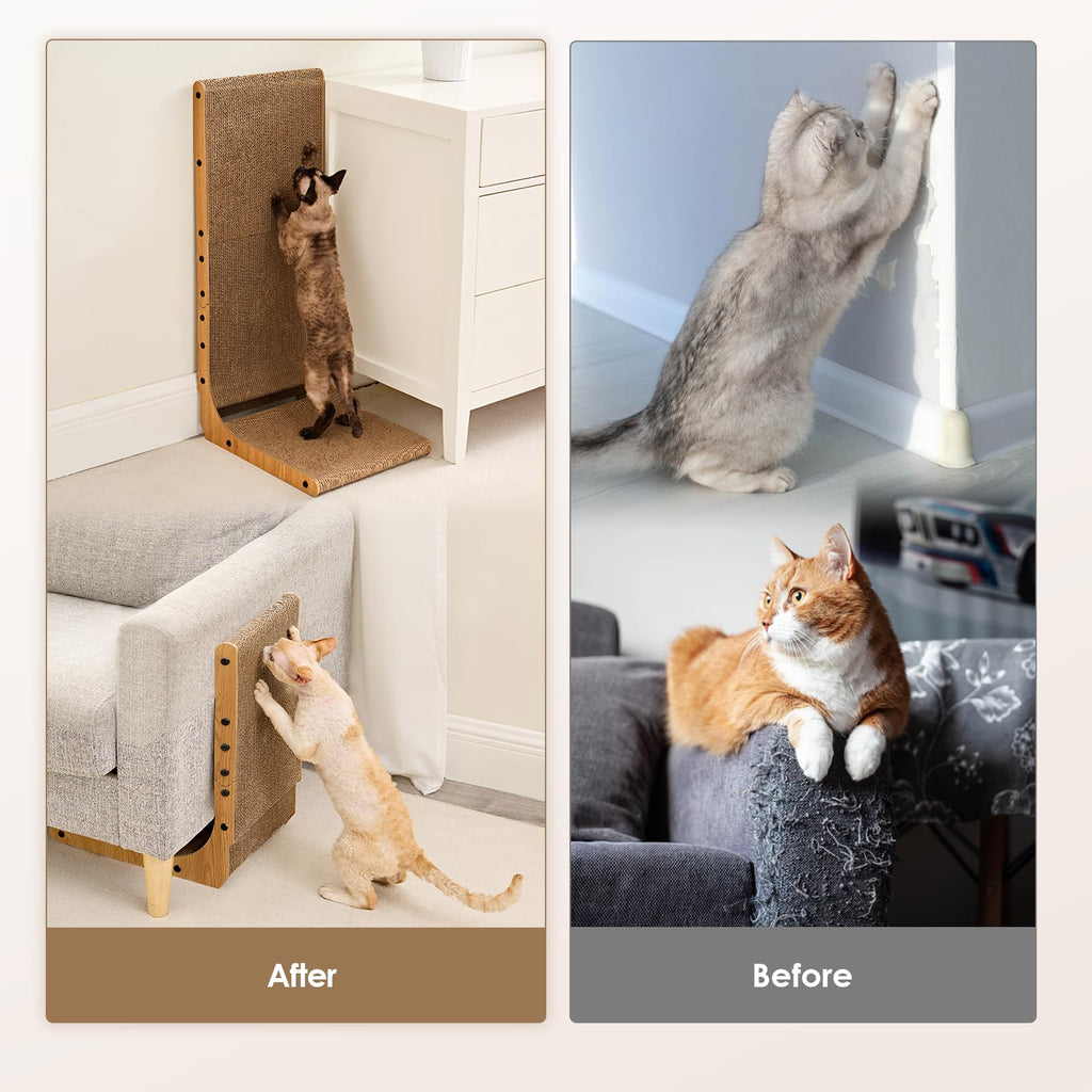 EHEYCIGA Cardboard Cat Scratcher for Indoor Cats, 26.8 Inch, Brown