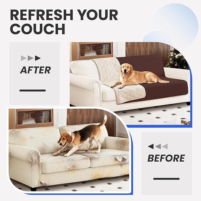 CYCMACO Waterproof Dog Bed Cover, Non-Slip Dog Blanket for Couch, Couch Covers for Dogs Washable, Pet Blanket for Furniture, Pet Bed Mat for Sofa, Car, Pet Supplies (68x82 Inch, Coffee)