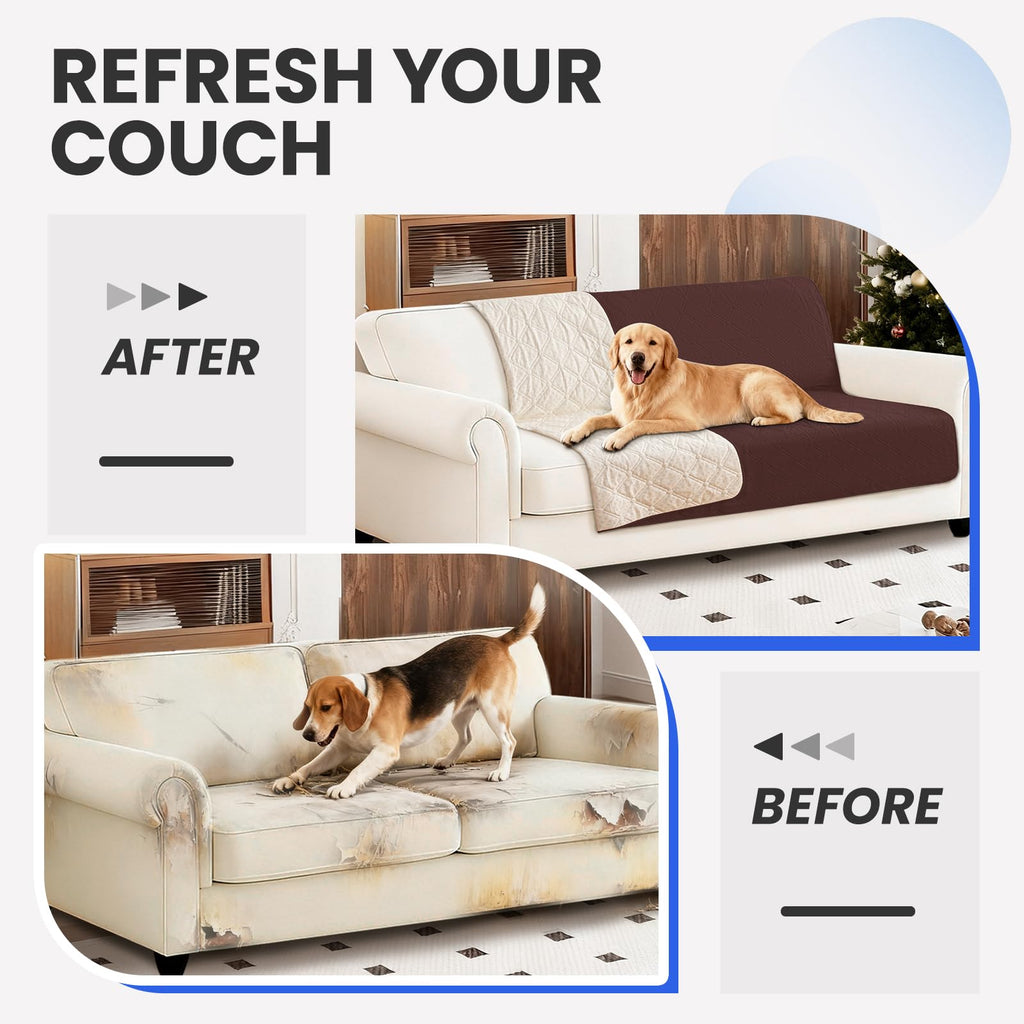 CYCMACO Waterproof Couch Covers for Pets, Waterproof Dog Bed Cover, Anti-Slip Soft Dog Blankets, Couch Cover for Dogs Washable, Pet Blanket for Puppy Large Dogs Cat (82x102 Inch, Coffee)