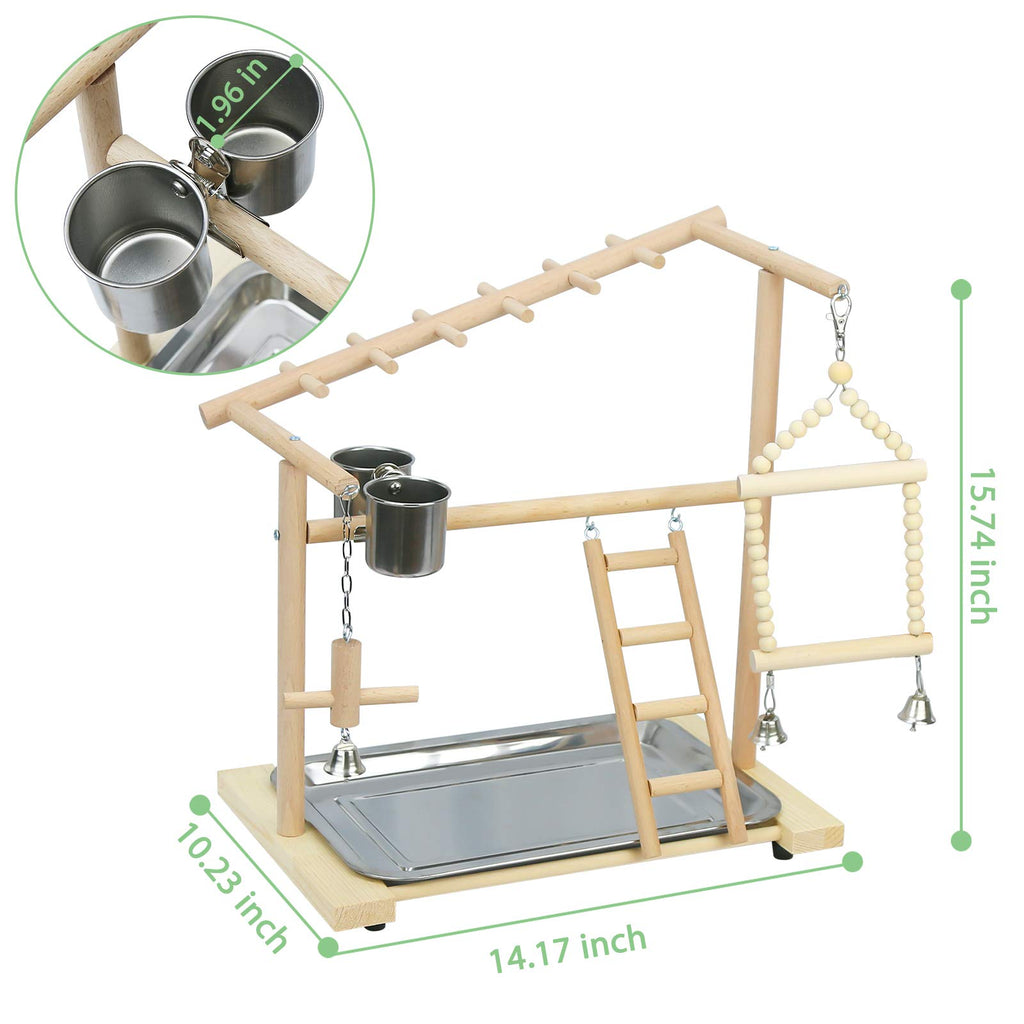 Ibnotuiy Parrot Playstand Bird Playground Wood Perch Stand