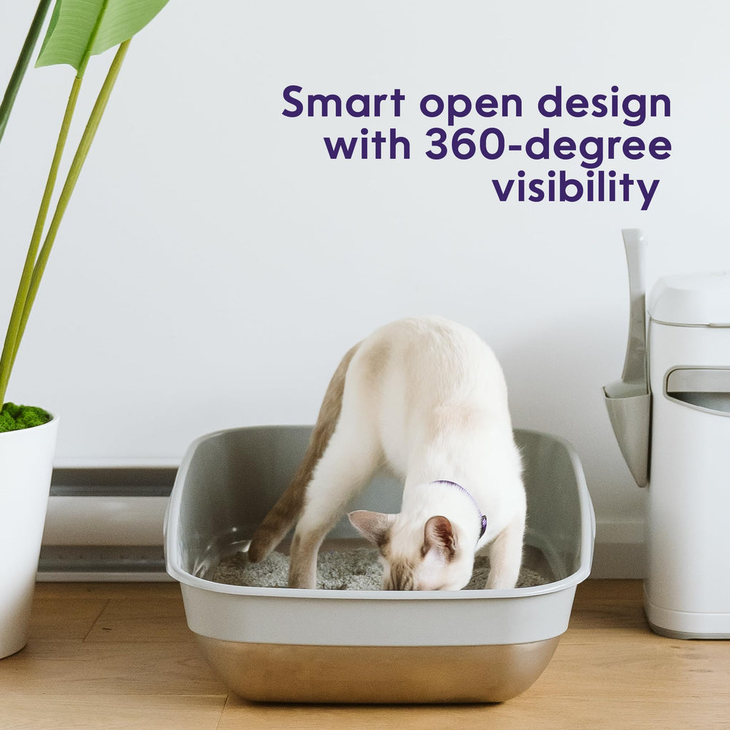 Litter Genie Platinum Stainless Steel Litter Box | Durable, Modern Design, 360° Visibility, Anti-Slip Pads