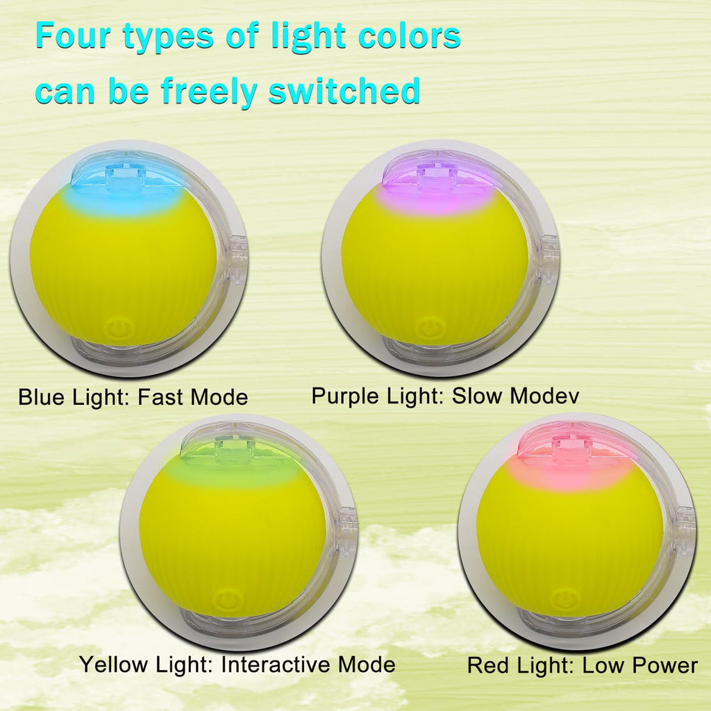 Interactive Cat Dog Toy Ball with LED Light, Automatic Rolling(Yellow)