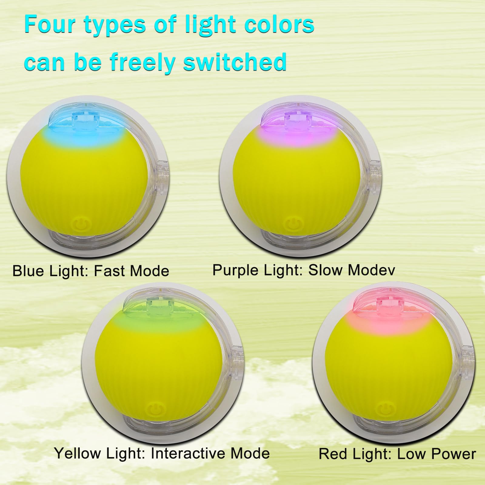 Interactive Cat Dog Toy Ball with LED Light, Automatic Rolling(Yellow)