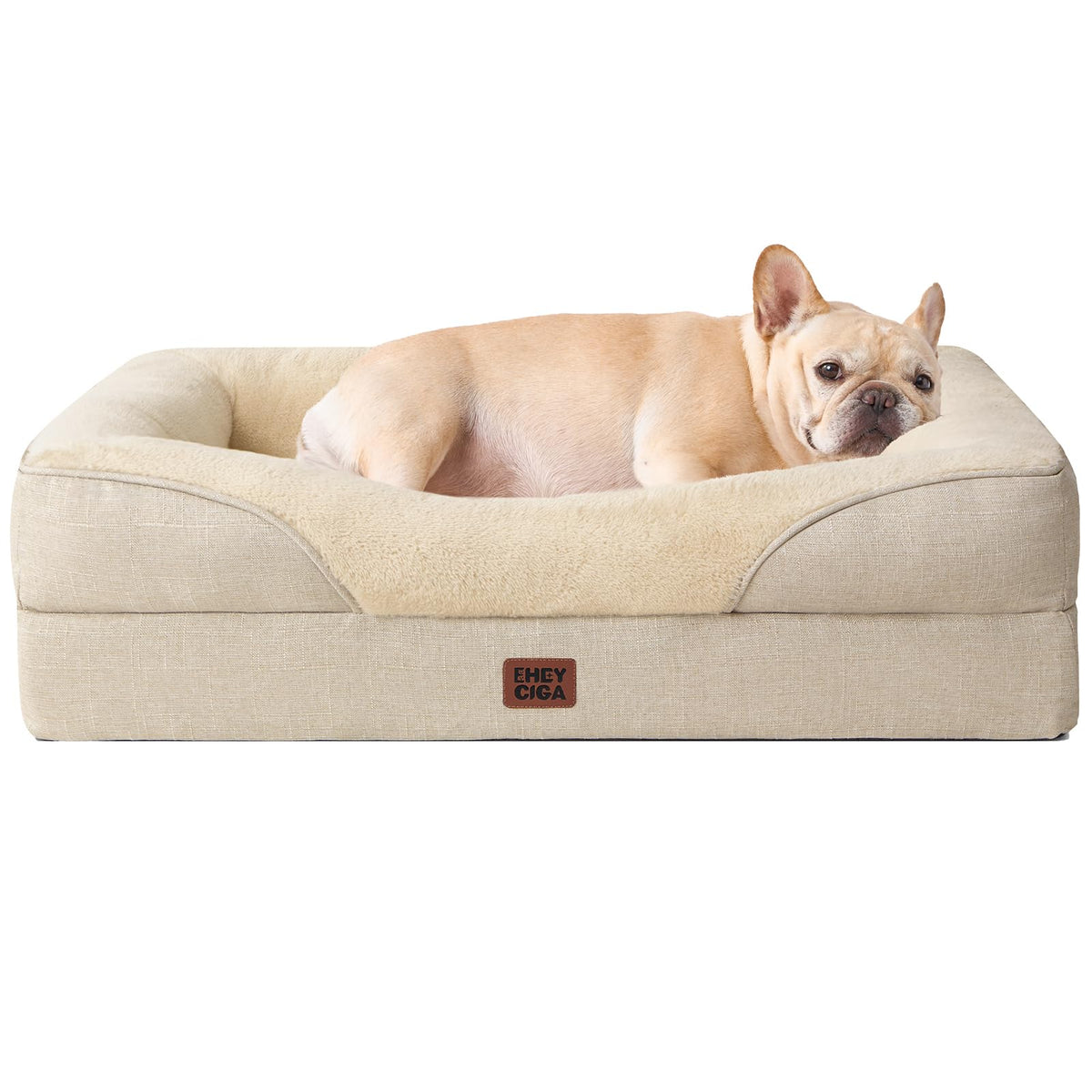 EHEYCIGA Orthopedic XL Dog Bed for Large Dog, Memory Foam Dog Couch, Beige