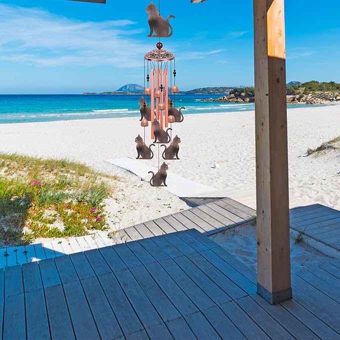 Outdoor Cat Wind Chimes, Gifts for Mom & Grandma & Family, Music Wind Catcher, Mobile Wind Bells, Memorial WindChimes, Blessing Windchime for Garden/Home/Balcony/Lawn/Yard/Indoor/Outside Decoration