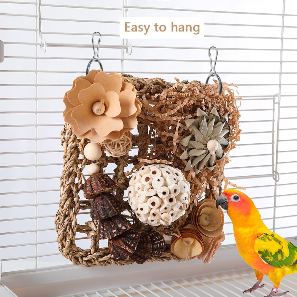 YUEMOOLIX Bird Foraging Toys Natural Bird Toys Conure Toys Parrot Shredding Hanging Toys for Small to Medium Birds Parakeet Cockatiel Conure Lovebird Budgie