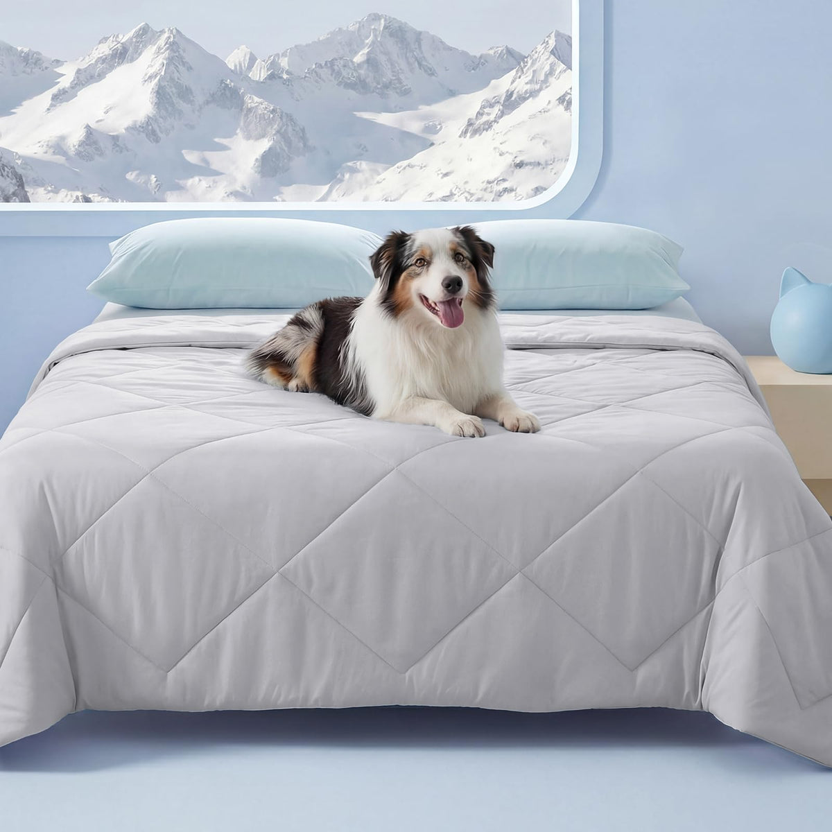 Luciphia Silky Cooling Dog Blanket Q-MAX>0.4 Throw Cat Mat Light Grey,29x40