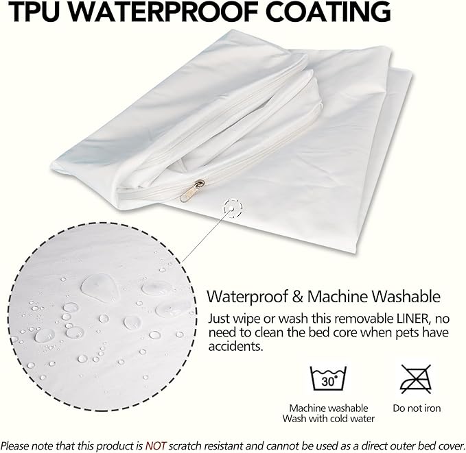 Waterproof Dog Bed Liner, Washable Replacement Cover Reusable Pet Pee Water Resistant Proof with Zipper, Liner Only 24x18 inch