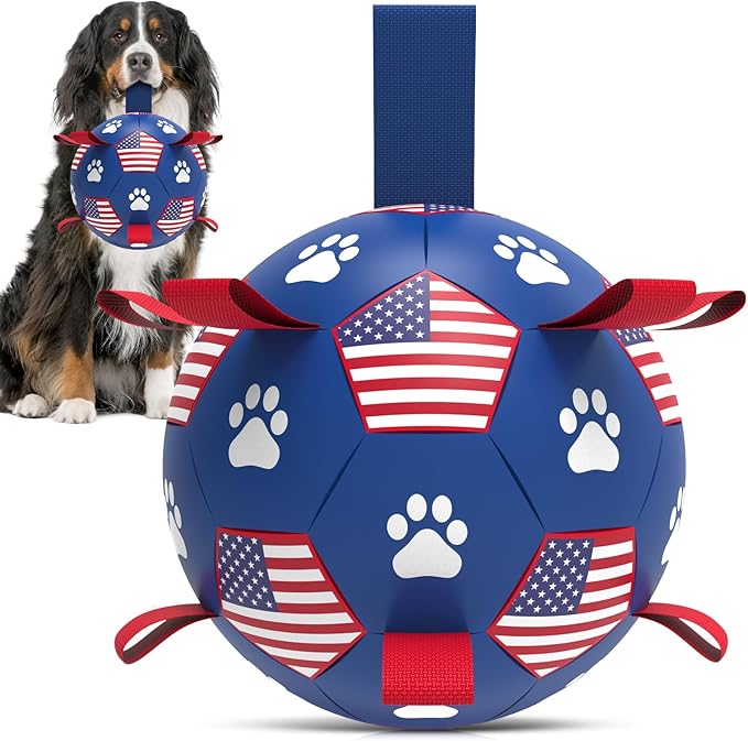 QDAN Dog Toys Balls with Bell Inside, Squeaky Dog Balls for Tug of War, Puppy Birthday Gifts, Dog Water Toys, Ball for Small Dogs(Black Green, 5 inch)