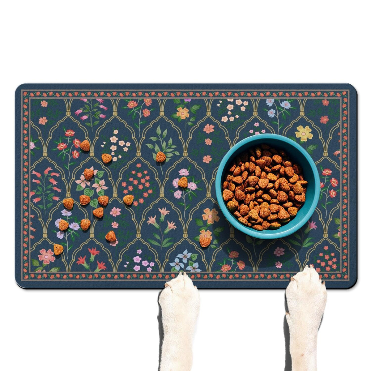 Absorbent Pet Dog Bowl Mat for Food and Water, Pet Cat Food Feeding Mat with Non Slip Rubber Backing, Dog Food Mats for Floors Waterproof, 12"x20"