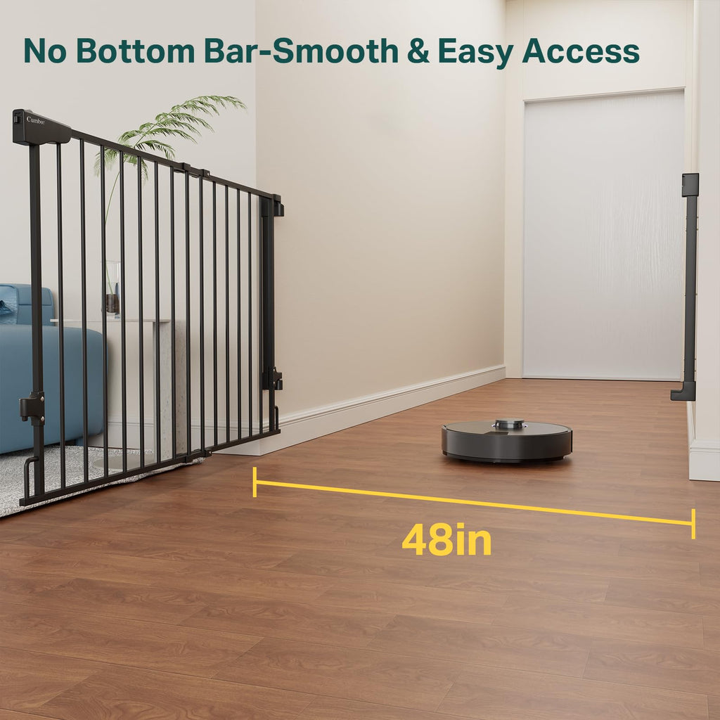 Cumbor Expandable 31.6-48" No Bottom Bar Baby Gate for Stair, Wide Dog Gate