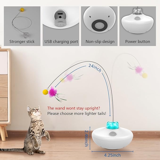 Oxawo Interactive Cat Toys Indoor Cats Toy Automatic Moving Feather Wand