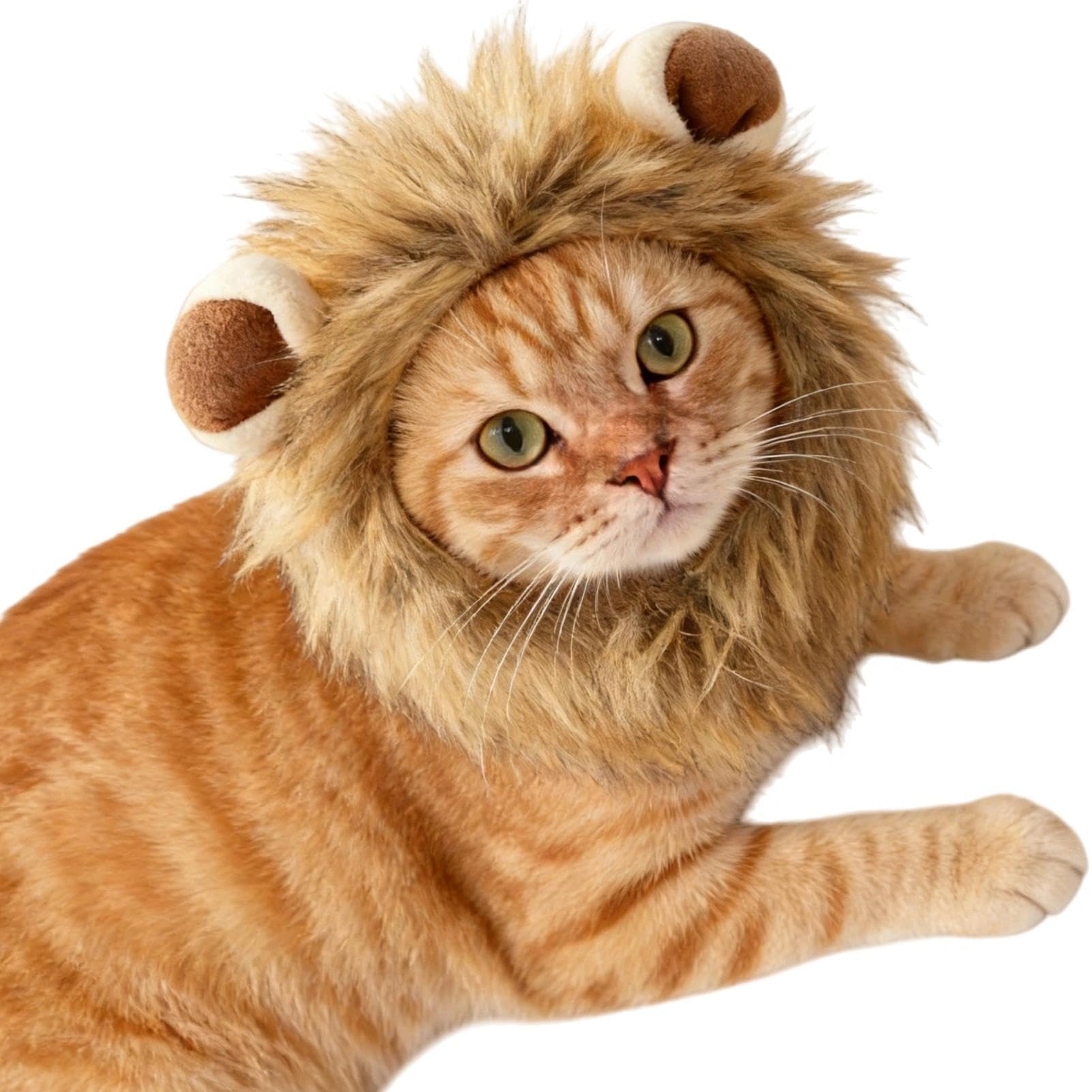 Adjustable Lion Mane Wig Pet Costume, Soft Halloween Cat Clothing with Secure Fit, Comfortable Feline Apparel for Parties, Fun Photo Sessions with Adorable Cat Costumes (Size S)