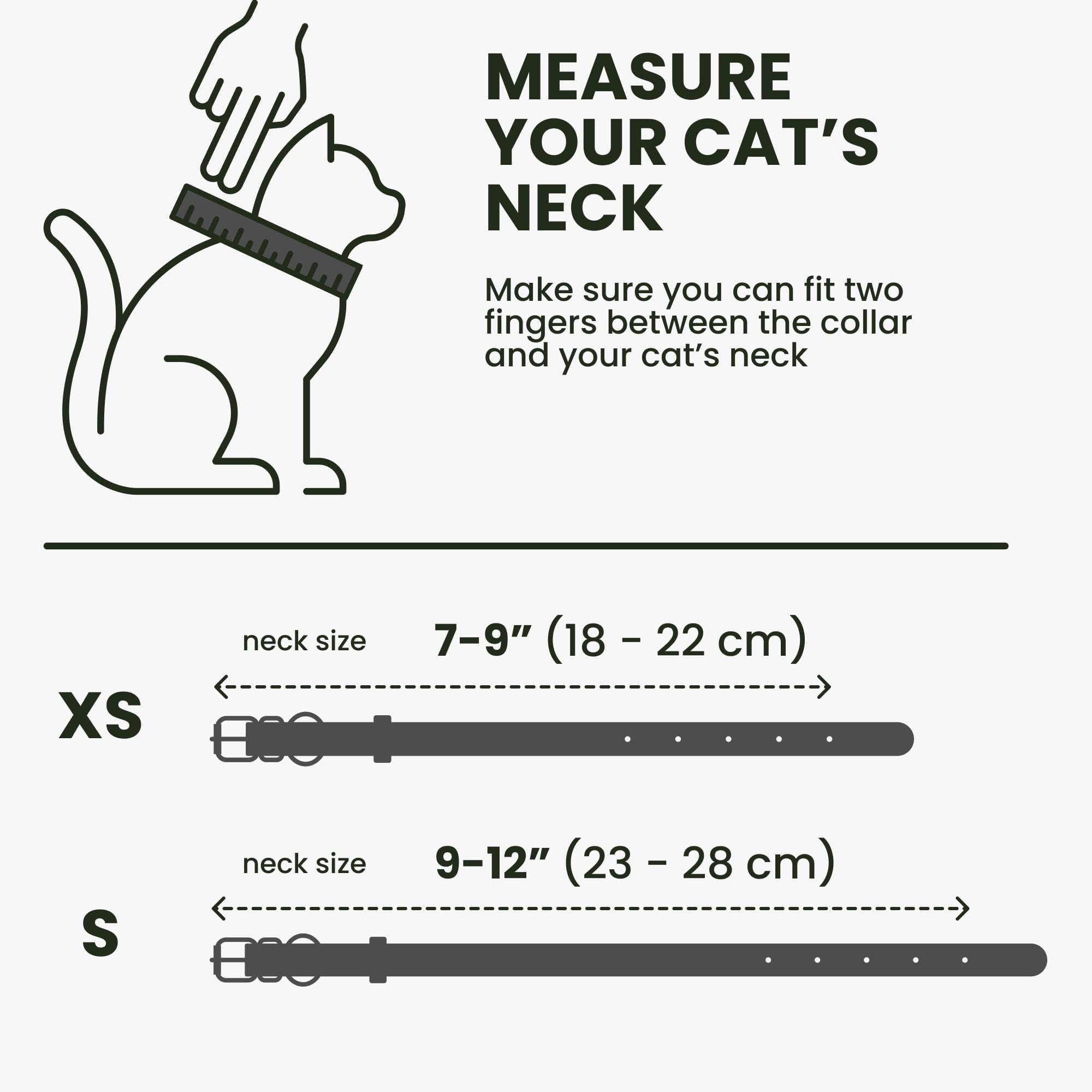 BRONZEDOG Leather Cat Collar with Removable Bells Non Breakaway Kitten QR Tag for Girl Boy (7" - 9" for Cats, Black & Silver)