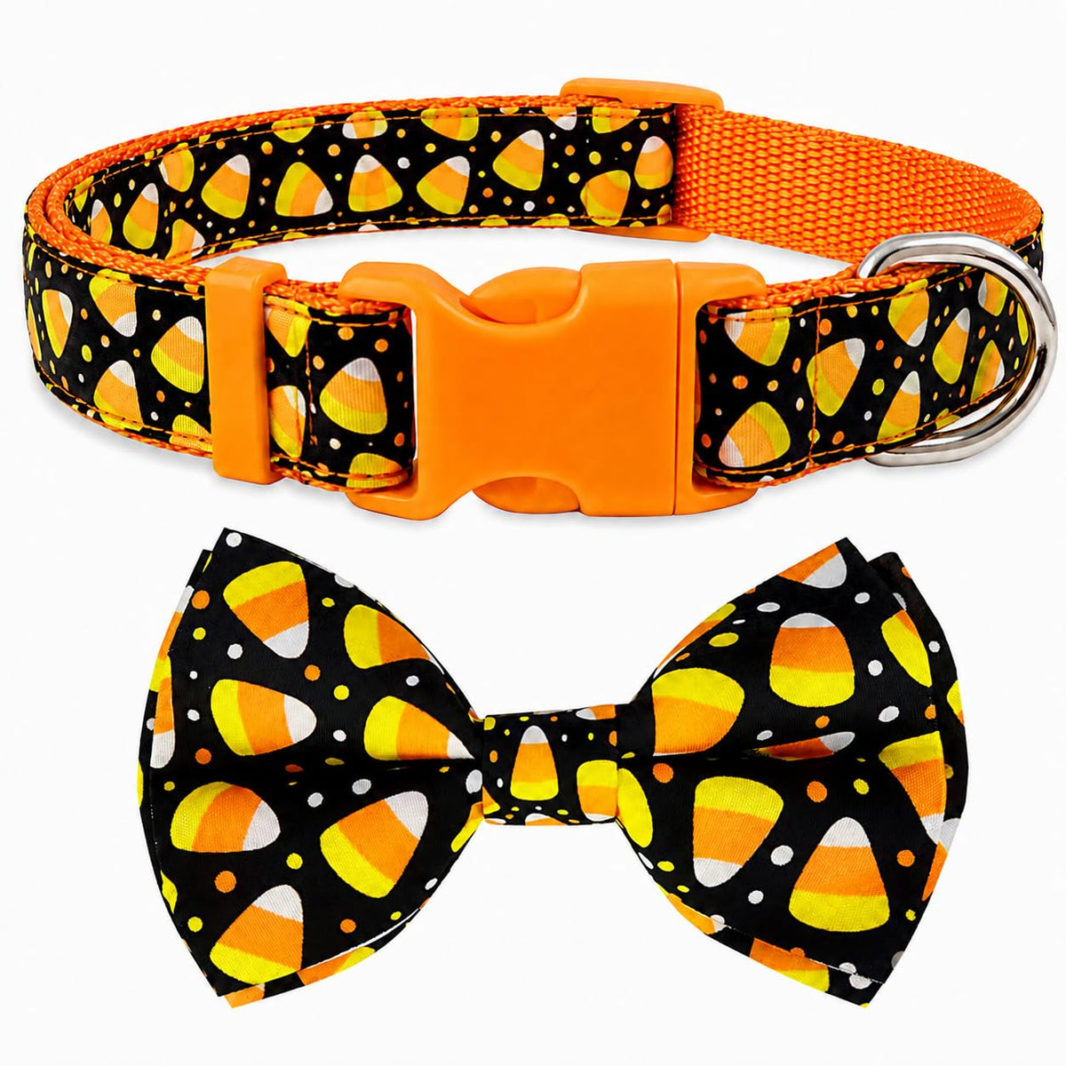 Halloween Dog Bow Tie Collar, Holiday Candy Corn Collar for Large Medium Small Dog Pets Puppies
