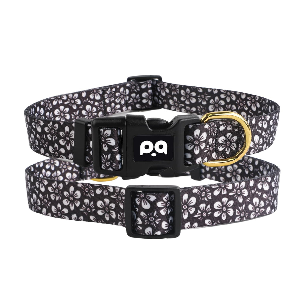 QQPETS Adjustable Soft Dog Collar: Print Flower Pink Multicolor Cute Patterns for XS Small Medium Large Pet Girl Boy Puppy Walking Running Training