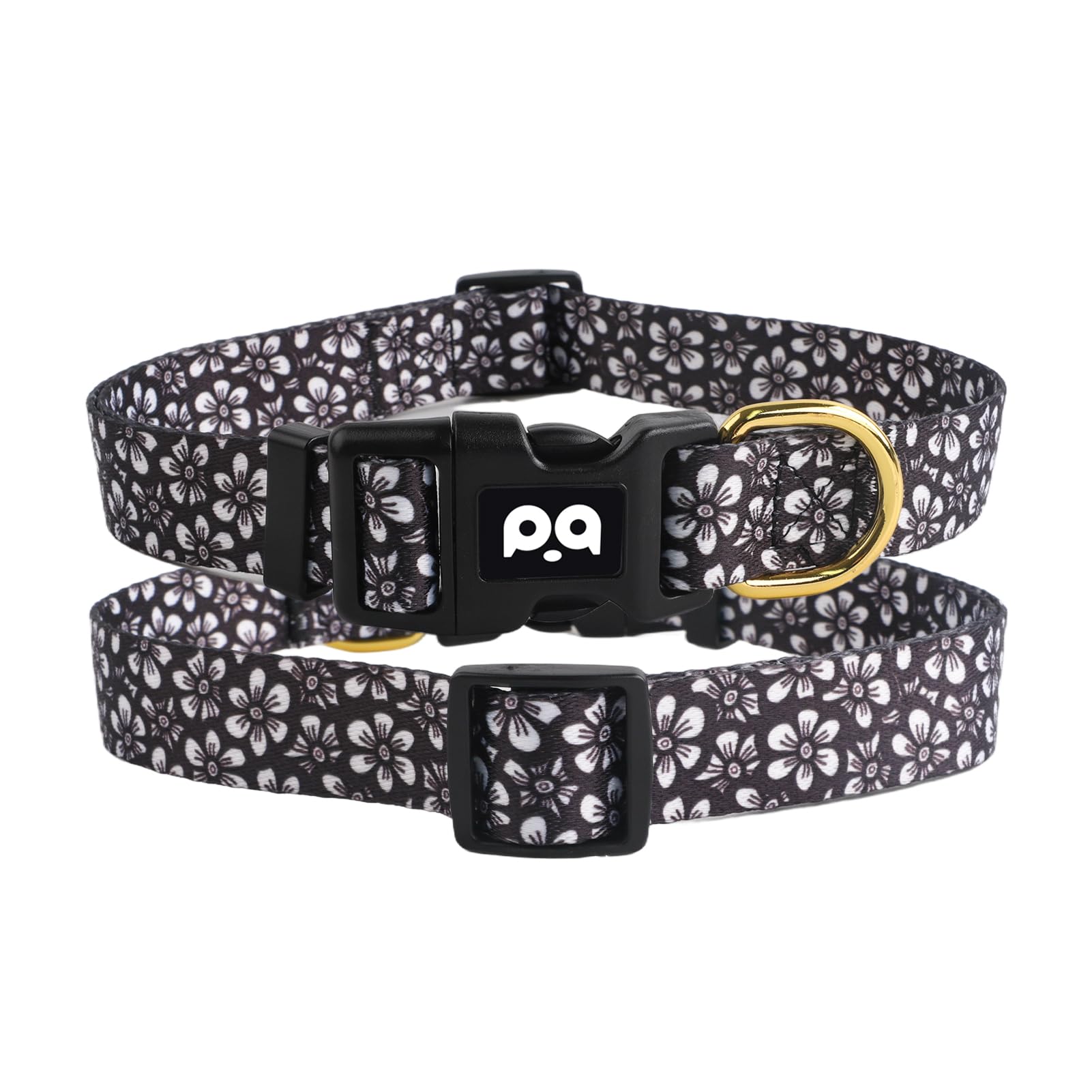 QQPETS Adjustable Soft Dog Collar: Print Flower Pink Multicolor Cute Patterns for XS Small Medium Large Pet Girl Boy Puppy Walking Running Training