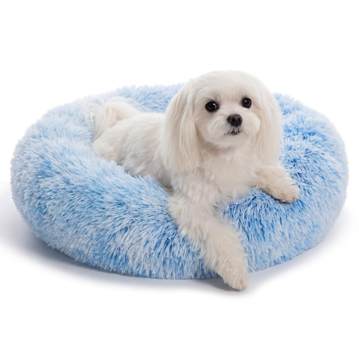 nononfish Round Calming Dog Bed,Plush Donut Pet Bed for Small Dogs