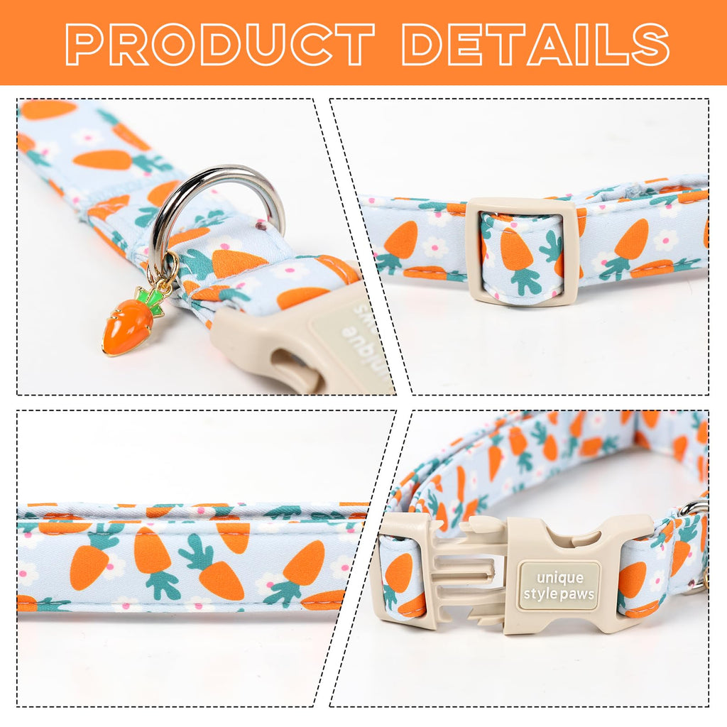 Unique style paws Dog Collar Plastic Buckle with Pendant Puppy Collar for Easter Flower Carrot for Small Medium Large Boys Girls Dogs