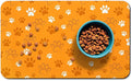 Dog Food Mat, Absorbent Water Bowl Mats Cat Pet Feeding Placemats Orange 24 * 32 inch
