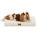 COZY KISS Flat Dog Crate Bed Washable for Small Dogs, S 24x16 inch Beige
