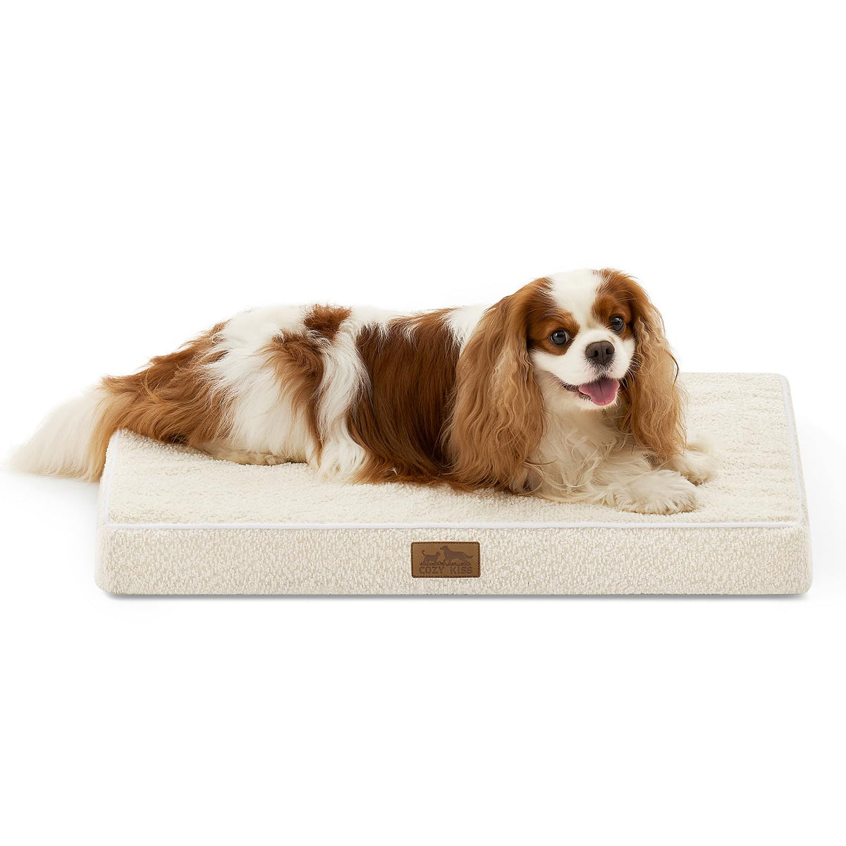 COZY KISS Flat Dog Crate Bed Washable for Small Dogs, S 24x16 inch Beige
