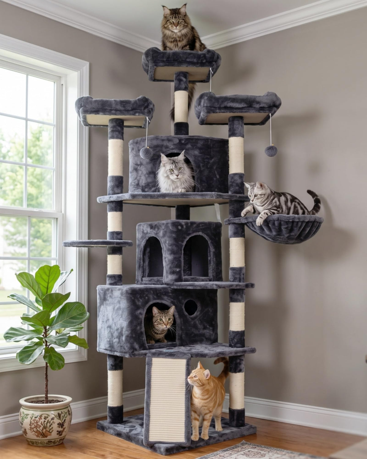 Hey-brother Cat Tree Tower with Multi-Level Large Condo, Platform, MPJ032G