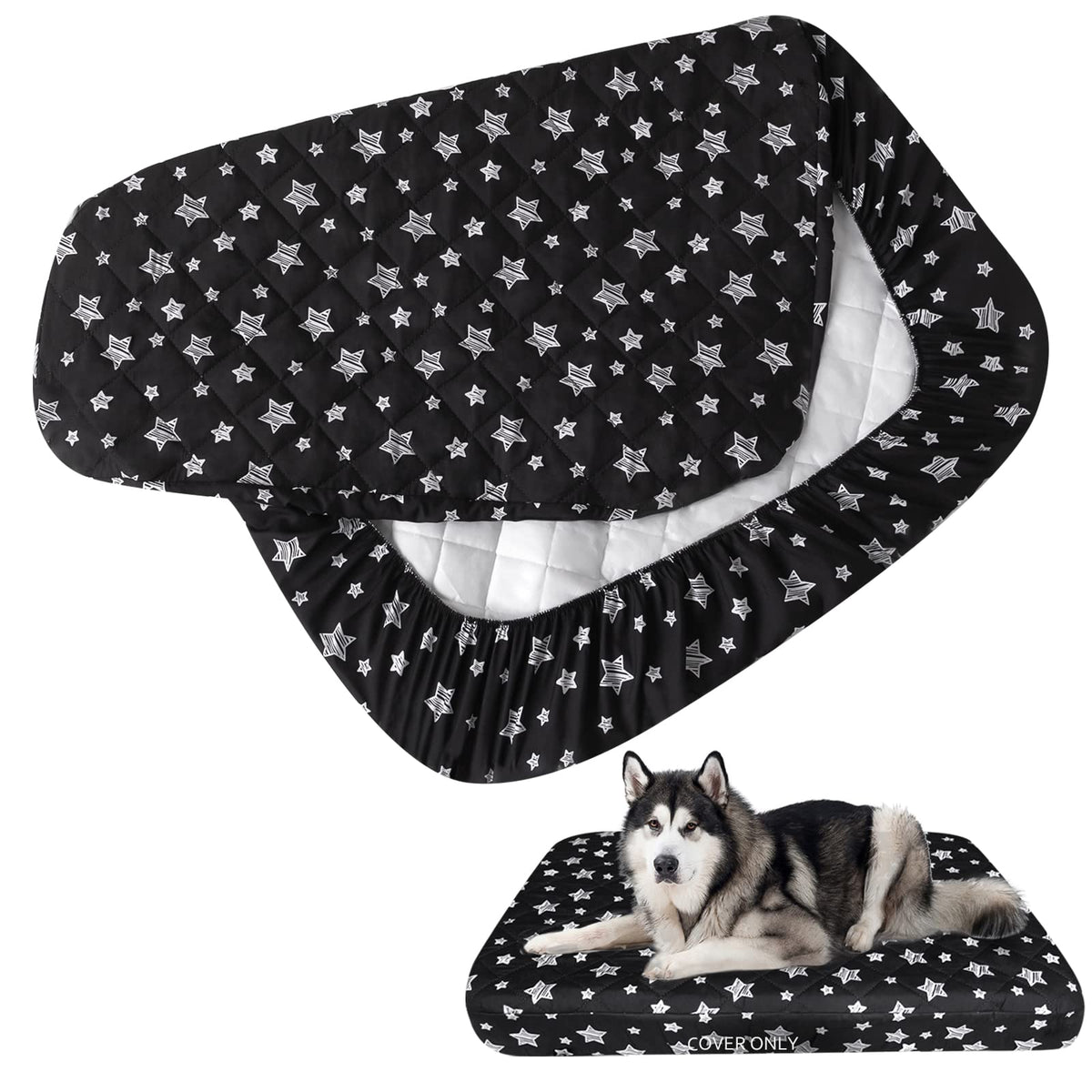 Waterproof Dog Bed Covers Replacement Lovely Grey Star Print, 35x44 Inches