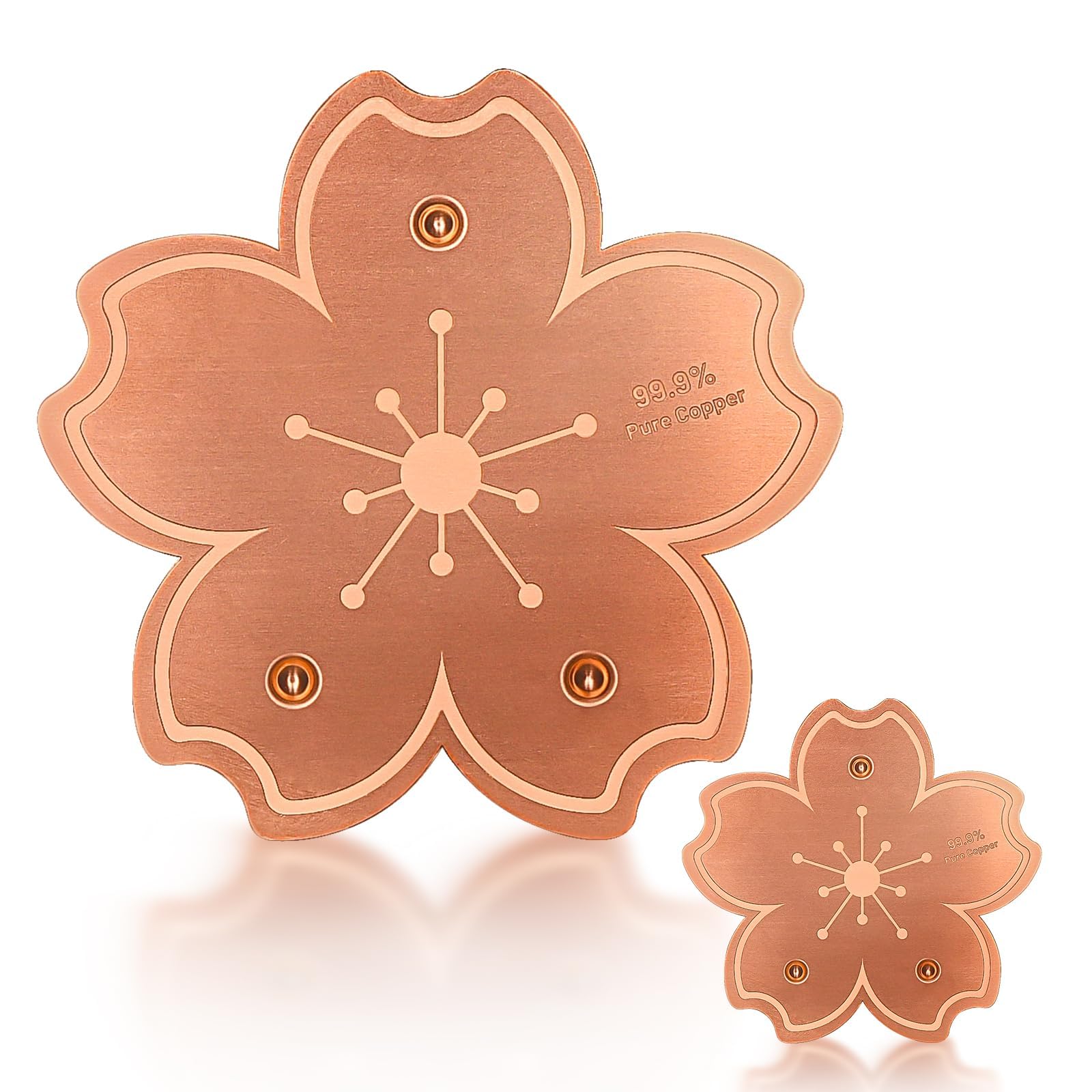 Yncotte Bird Bath Copper Disk, 2pcs Flower Shaped 99.99% Pure Copper Cleaning Disc Plate for Physical Safe Water Purification All-Season for Outdoor Wildlife Bird Bowls Birdbaths Solar