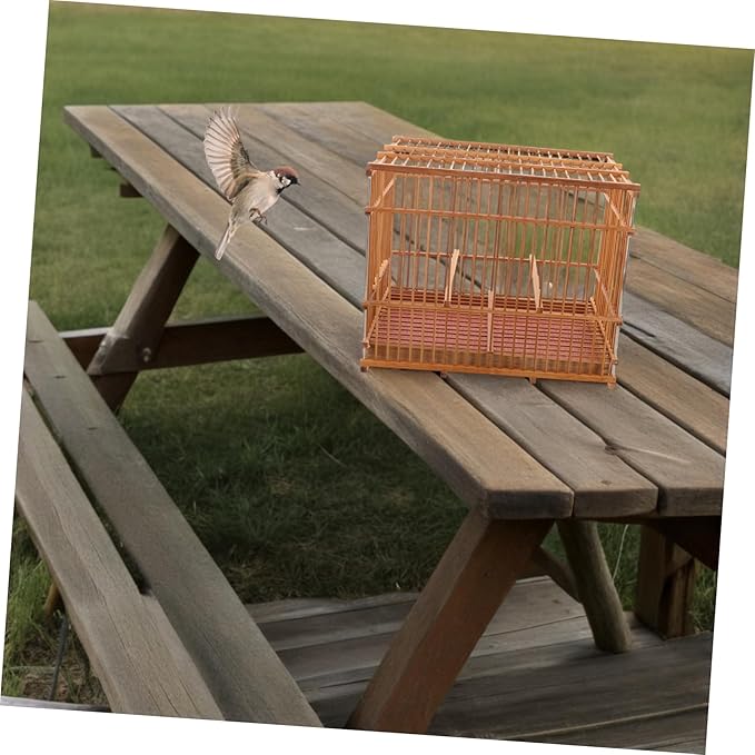 Hemoton Portable Lightweight Bamboo Bird Cage for Small Parrots Eco-Friendly Handwoven Bird Carrier with Unique Design for Travel and Outdoor Use