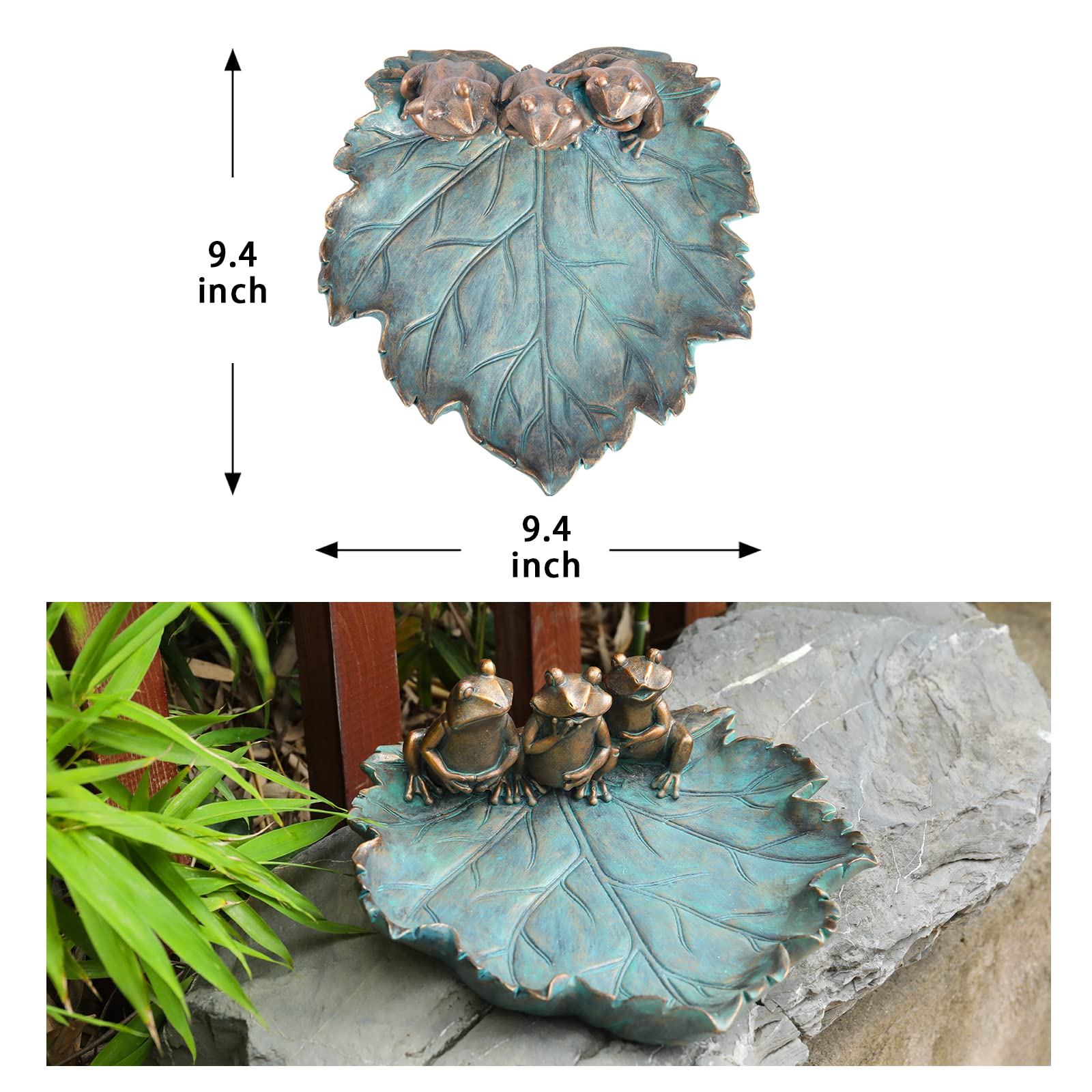 MUMTOP Bird Bath for Outdoors, Resin Garden Frogs Birdbath Bowl Yard Decor