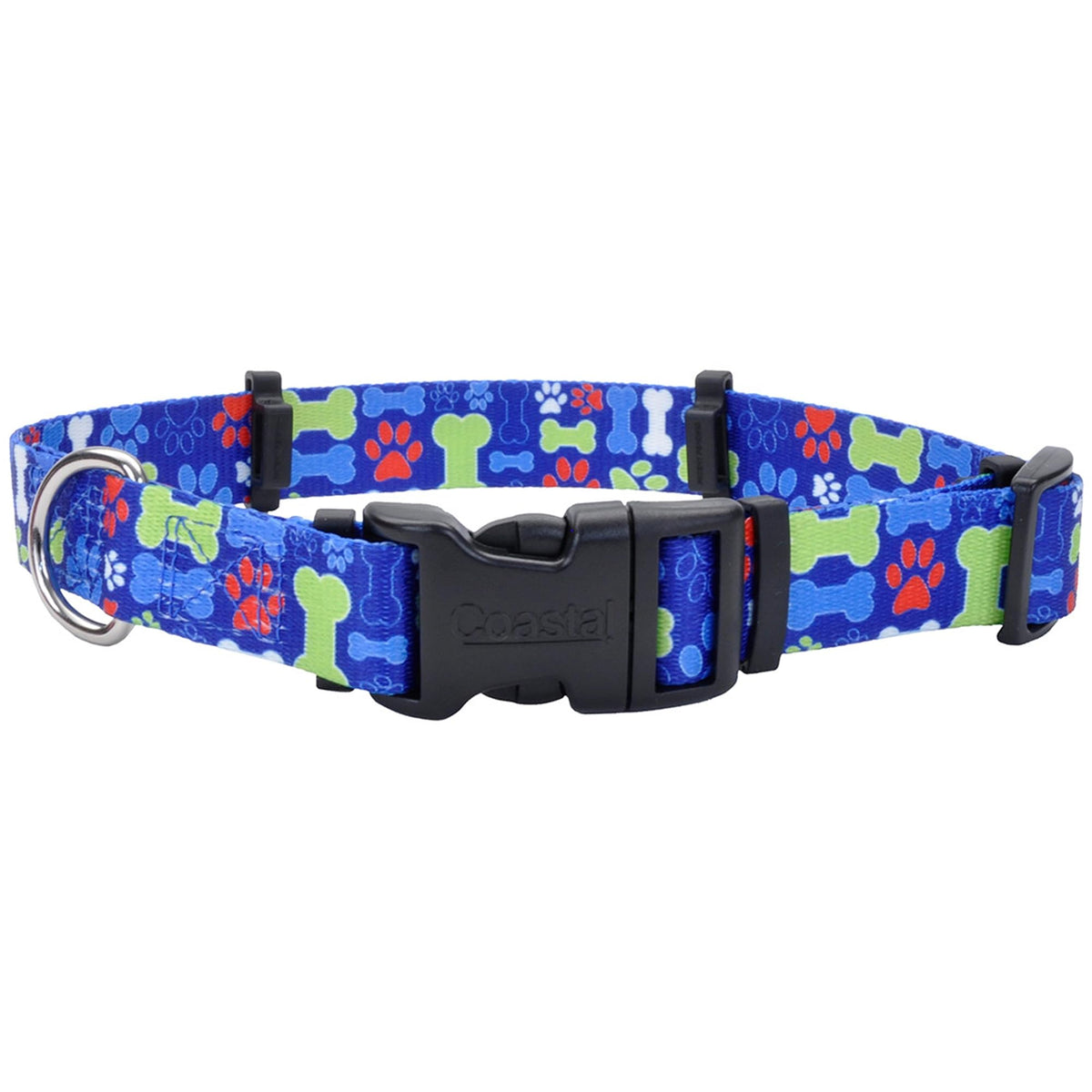Coastal Pet SecureAway Collar Protector for Flea Collars - Adjustable pet Accessory - Protective Flea Collar for Dogs & Puppy - Multi Bones, 5/8" x 10-14"