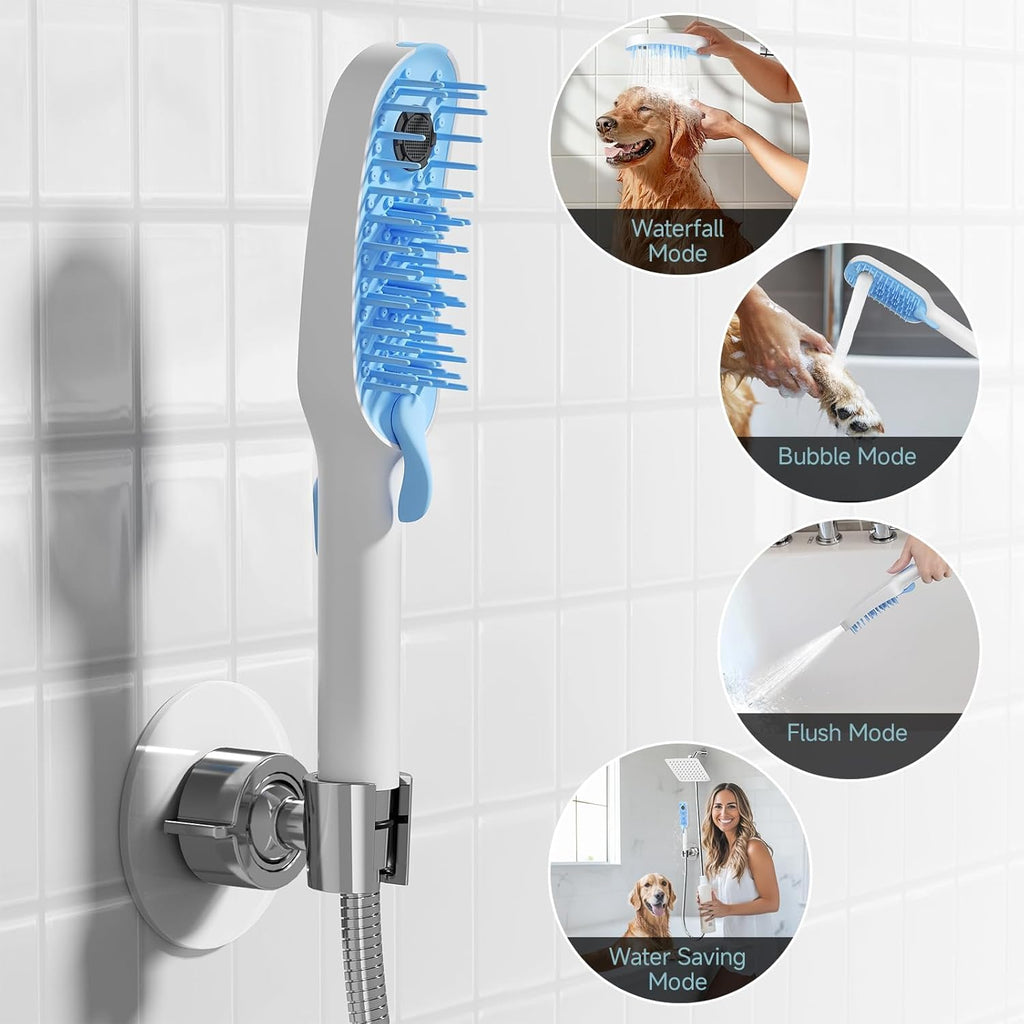Dog Shower Attachment with 4 Adjustable Settings, Indoor and Outdoor Use