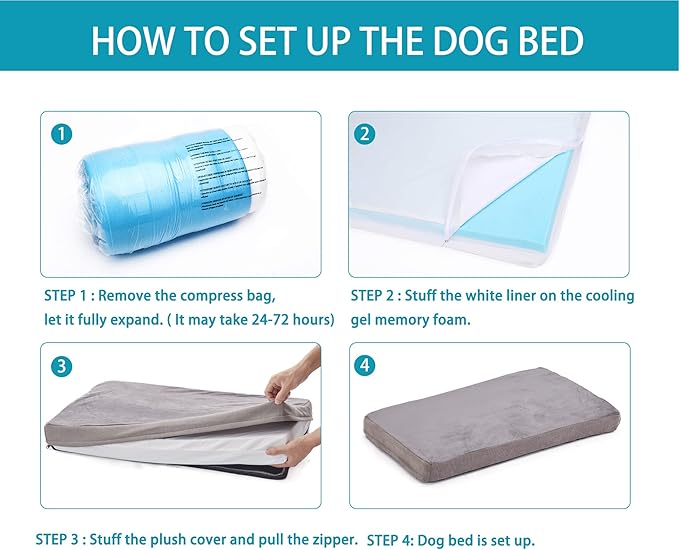 GOHOO PET Orthopedic Memory Foam Dog Bed, Cooling Dog Beds for Medium Dogs -Waterproof Pet Bed for Crate with Removable Washable Cover, M(29inch,45Lbs)