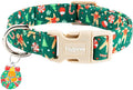 Faygarsle Christmas Dog Collar, Green Gingerbread Pattern, Holiday Pet Accessory, for Small Medium Large Dogs, M