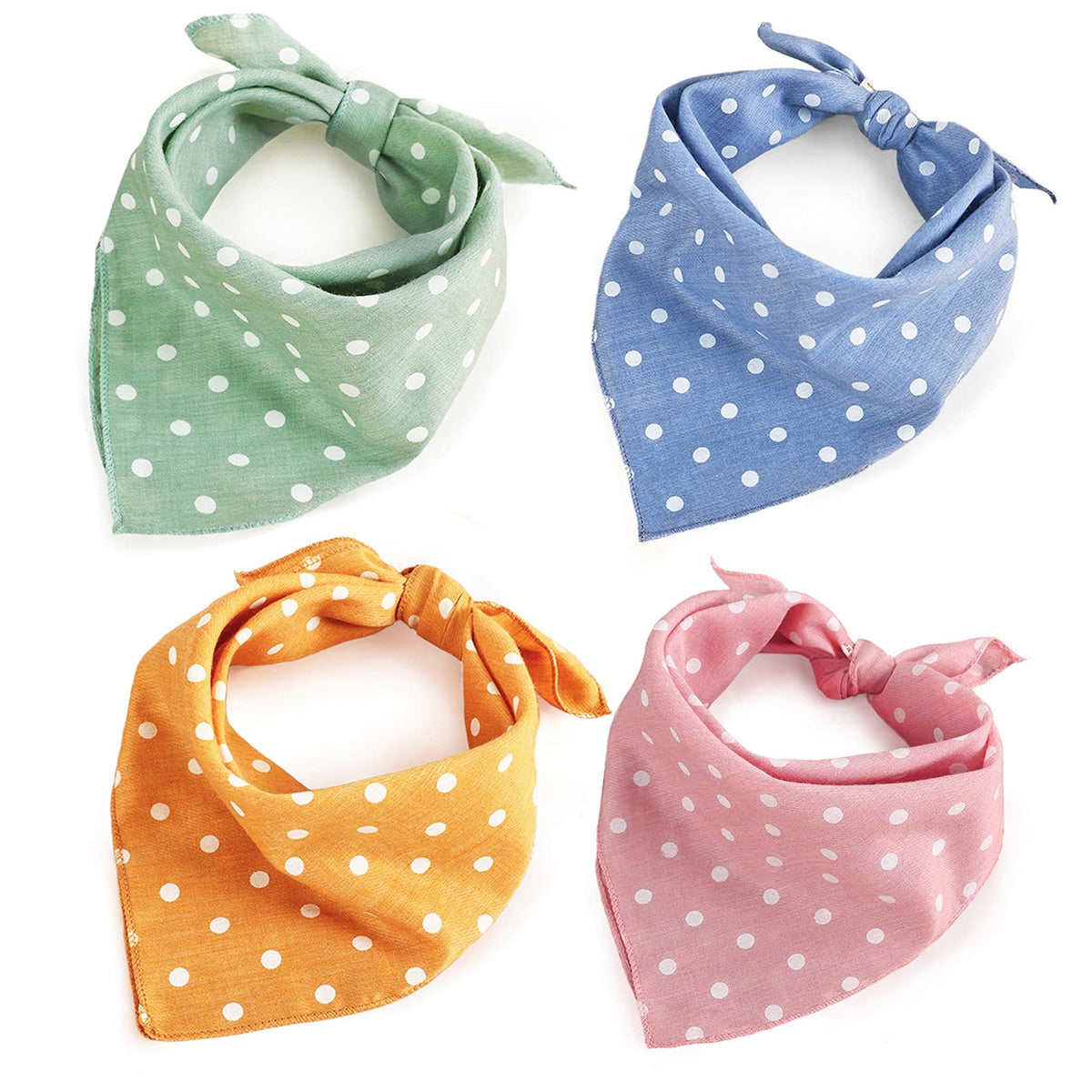 4PCS Spring Dog Bandanas Cat Birthday Cute Soft Cotton Puppy Scarfs Washable Daily Handkerchief Pink Green Blue Khaki Comfortable Gifts, Adjustable Accessories for Small Medium Large Girl Boy Pup Pet