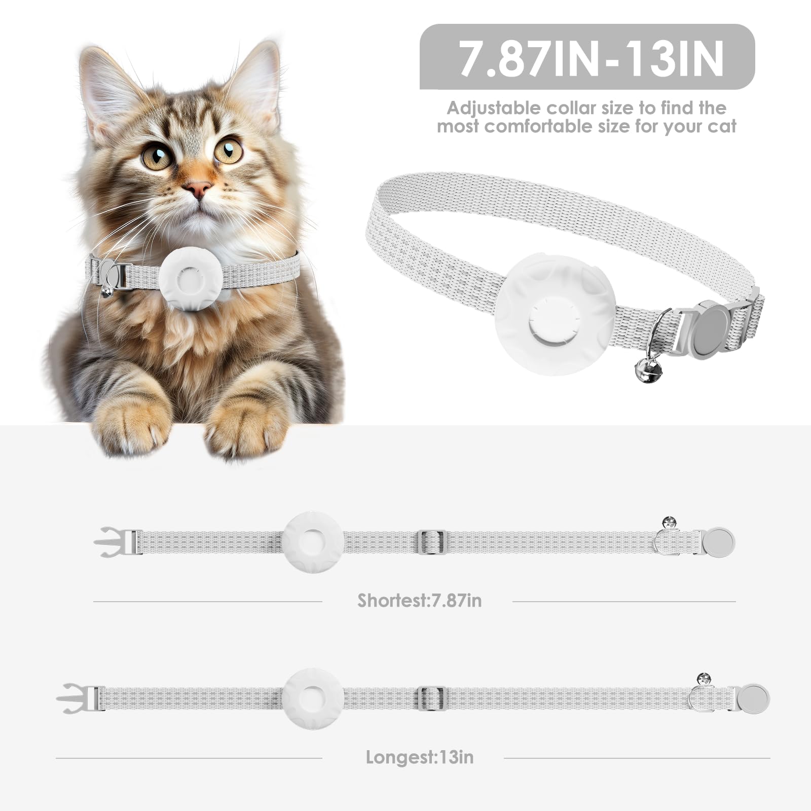 Cat GPS Tracker for Cats, Waterproof Pet GPS Tracker, Compatible with Apple Find My App (Only iOS), No Monthly Fee, White