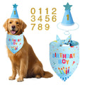 Agroon Blue Dog Birthday Set with Hat Bandana Numbers for Pet Puppy Boy