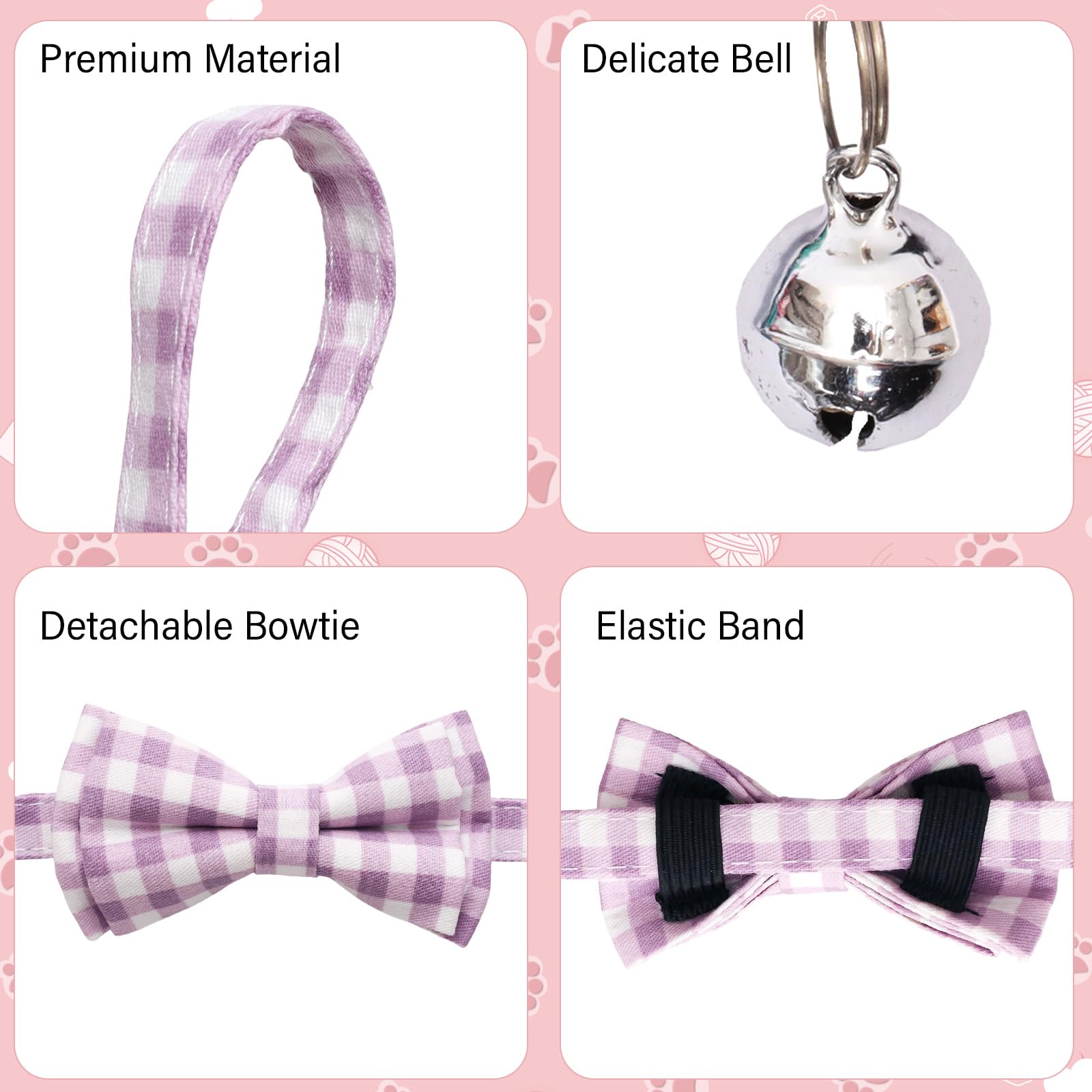 10 Pcs Spring Cat Collar Breakaway with Bow Tie and Bell (Flower)