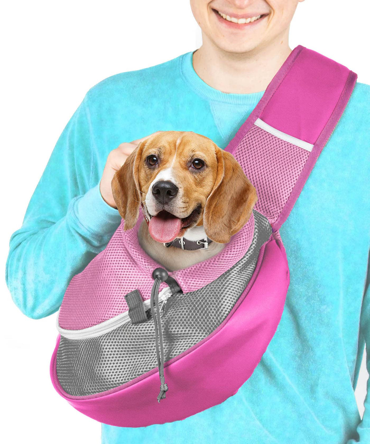 Cuddlissimo Small Dog Sling Carrier, Pet Cat Sling, Puppy Pouch - Red-S