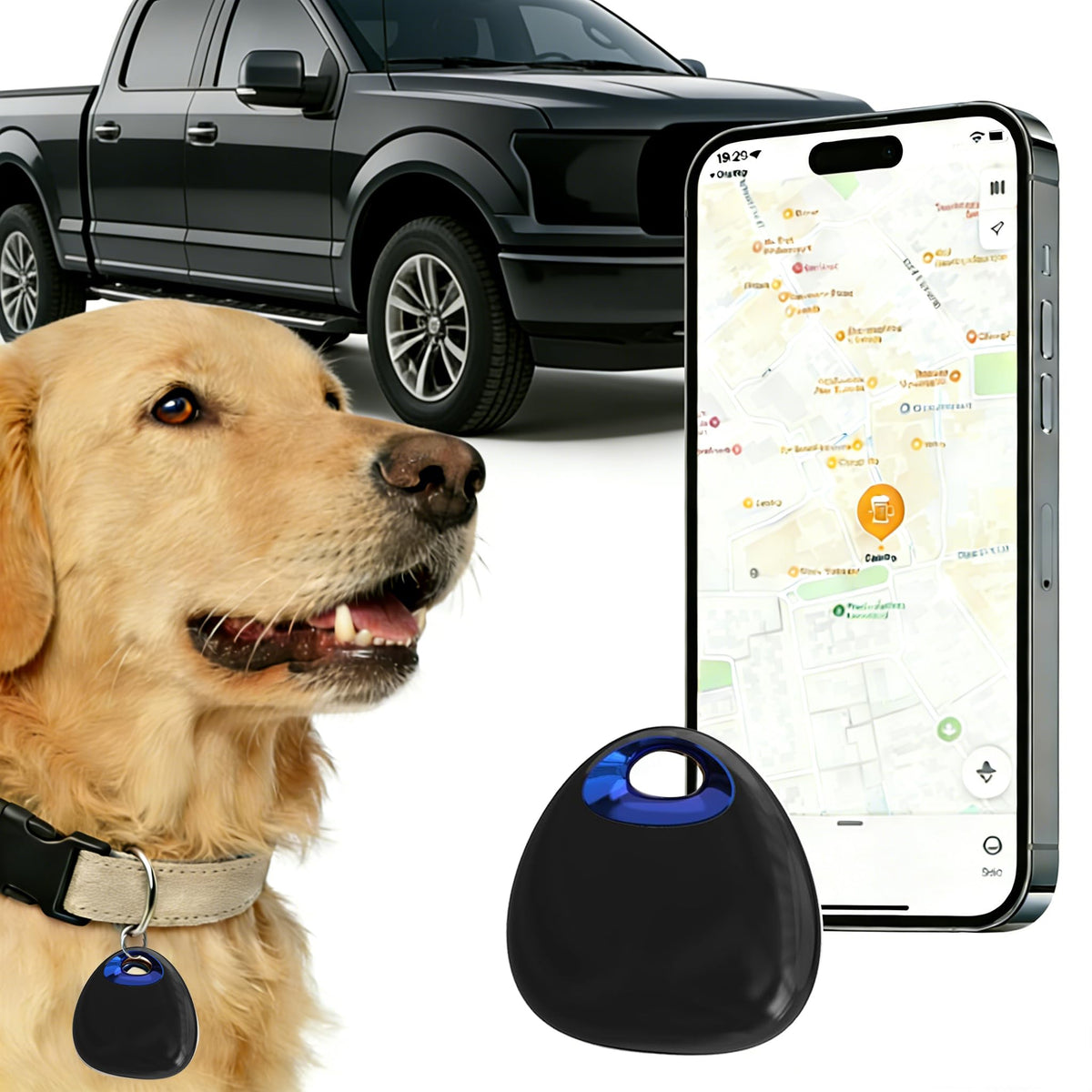 LFNOONE GPS Pet Tracker with Apple Find My Network, Android Compatibility, Real-Time Location Tracking, Water-Resistant (DINGWEIQI04)
