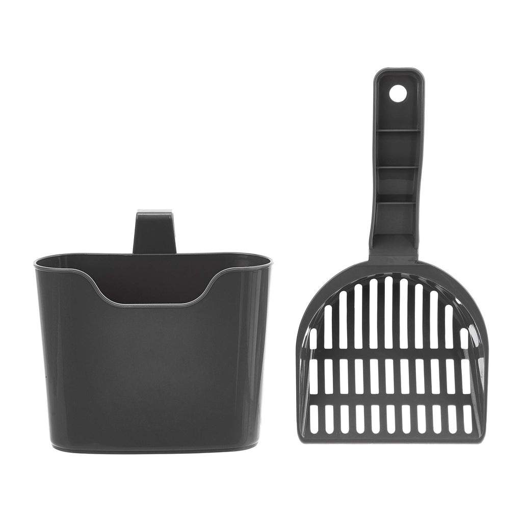 Amazon Basics Durable Cat Litter Scoop with Holder, Hangs on Litter Box, Efficient Scooper