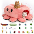 VIEFIN Cat Tunnel Bed with 20 Cat Toys, Collapsible Play Tunnel for Indoor Cats, Kitten Toys for Indoor Kittens, Octopus Shaped