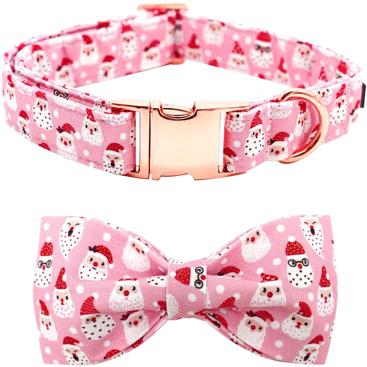Bobo Rainbow Christmas Tartan Plaid Dog Collar with Bow for Large Dogs