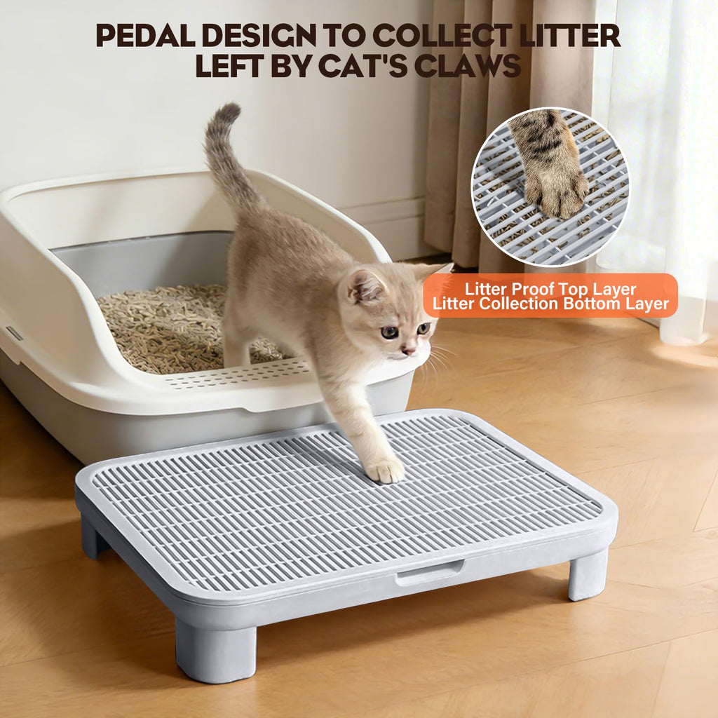 Cat Step Ramp Adjustable Litter Box Step with Filter Function, Black