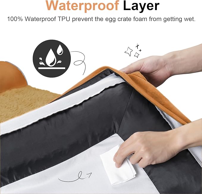 NANUYA Orthopedic Dog Bed for Jumbo Dogs, 53 x 42 Inch, Orange