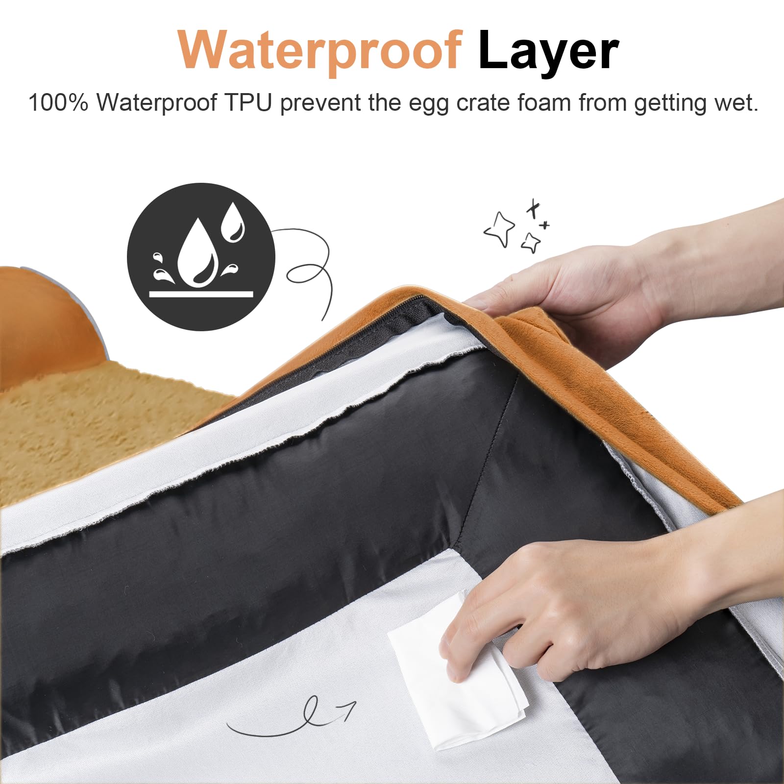 NANUYA Orthopedic Dog Bed for XX-Large Dogs, 44 x 34 Inch, Orange
