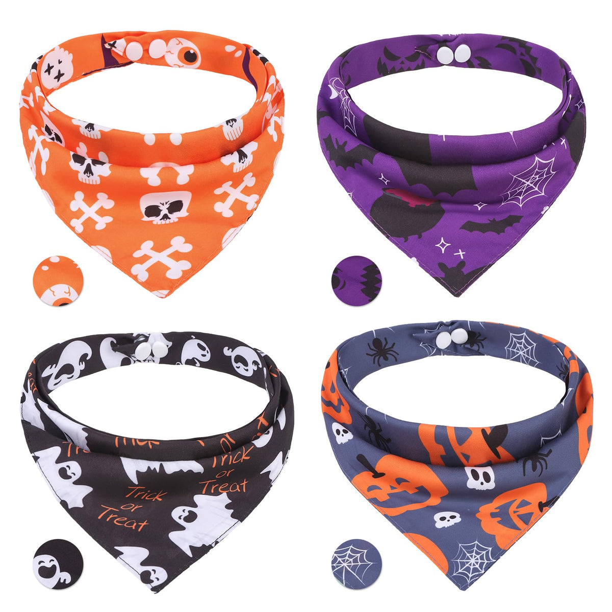 PAWCHIE Dog Cooling Bandana Small, 4 Packs Ice Cool Pet Triangle Scarf Bibs Reversible Styles, Summer Adjustable with Two Snaps, Kerchief Set Accessories for Dogs, Puppy, Cats